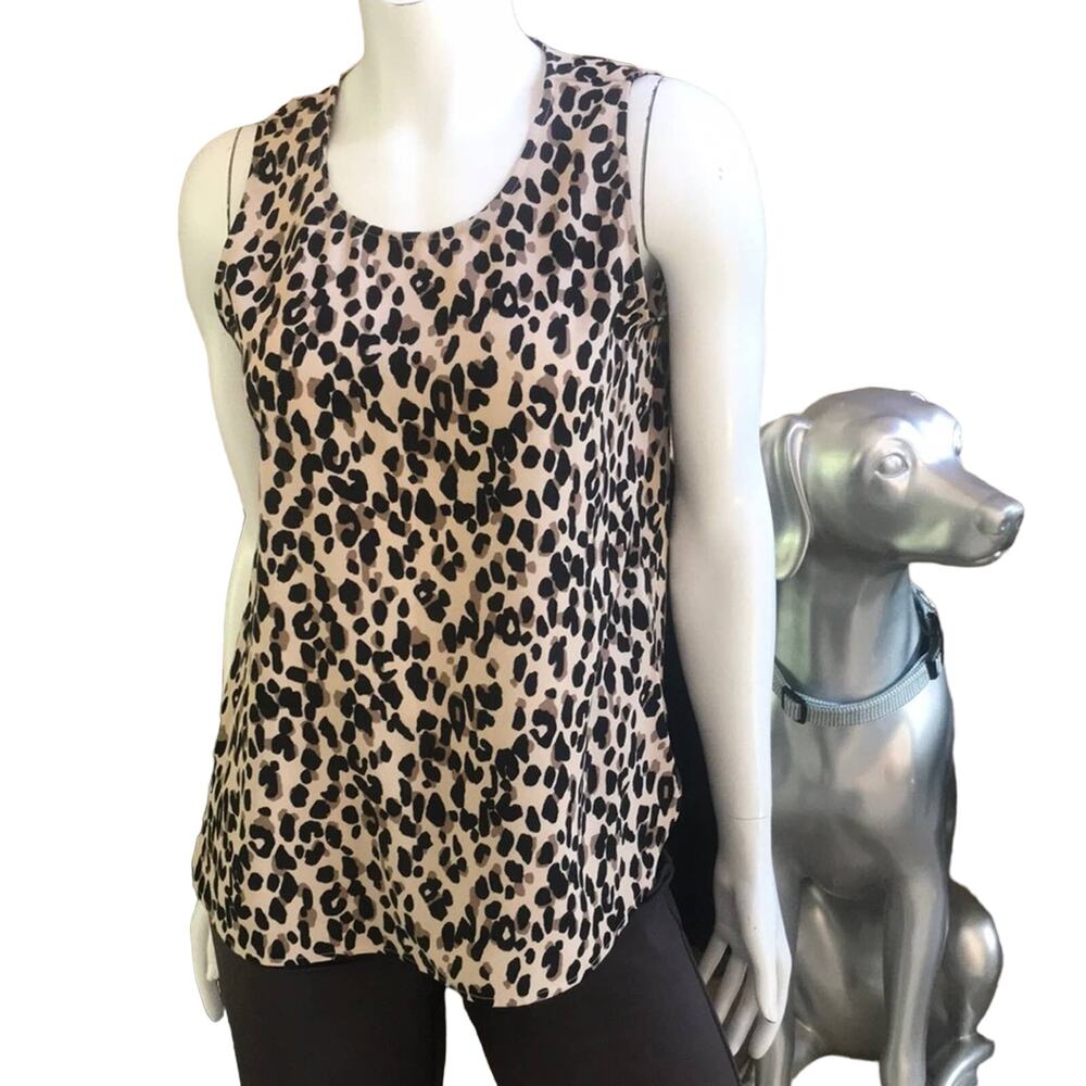 Halogen Leopard Print Polyester Brown Tank Women's Size Small